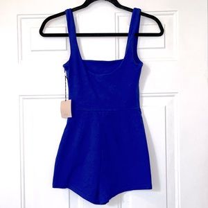 Superdown Romper XXS Royal Blue Tank Summer Jumpsuit Play Square Neck Short NWT